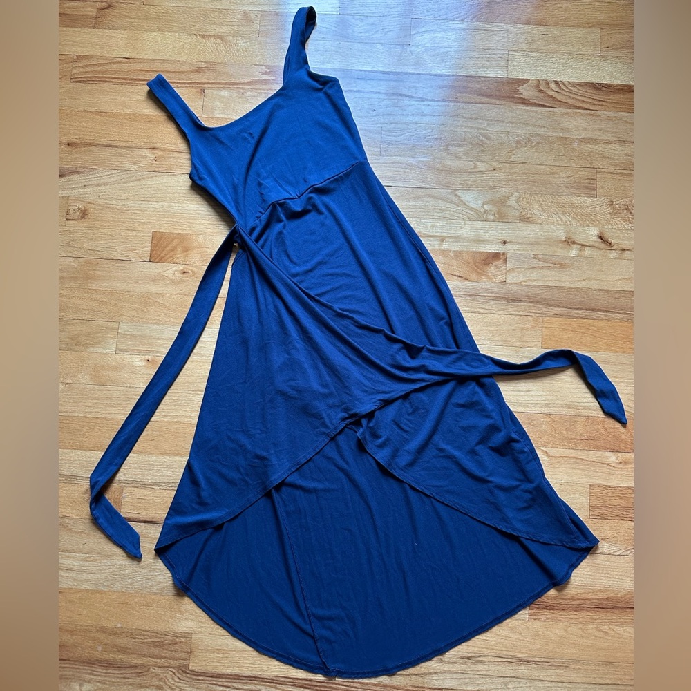 Quince Tencel Jersey Side Tie Midi Dress Navy Blue size XS - Picture 8 of 8